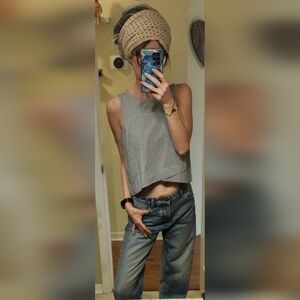 Banana Republic Ponte Knit Swing Tank Asymmetrical Hem Back Zip Stretchy